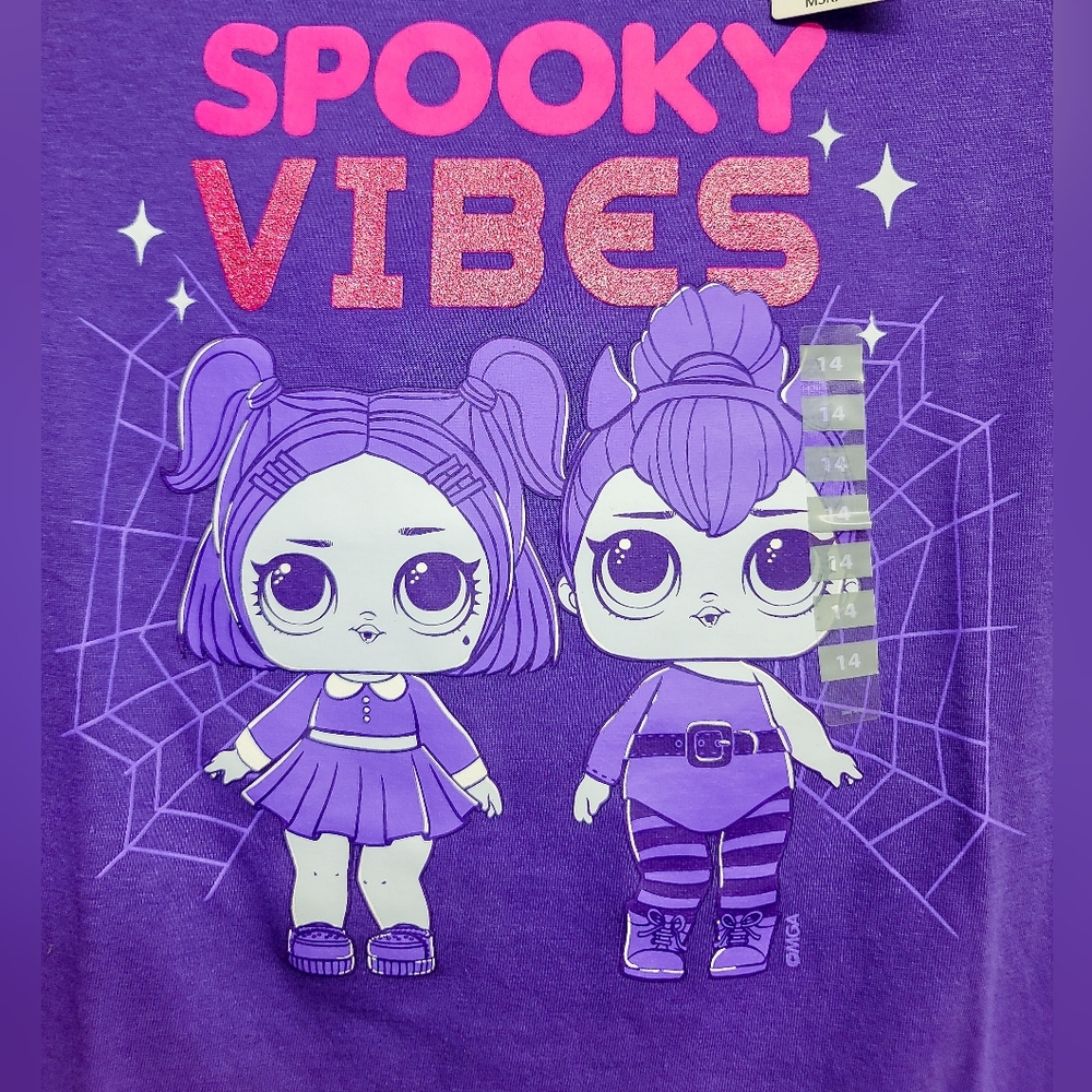 NWT L.O.L. Surprise! Girls Size 14 Purple Spooky Vibes T-Shirt - Picture 2 of 4